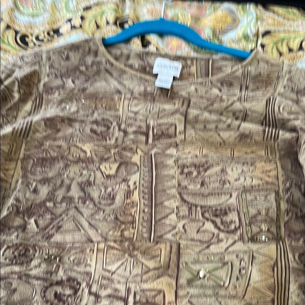 Chico's Beige Geometric Blouse